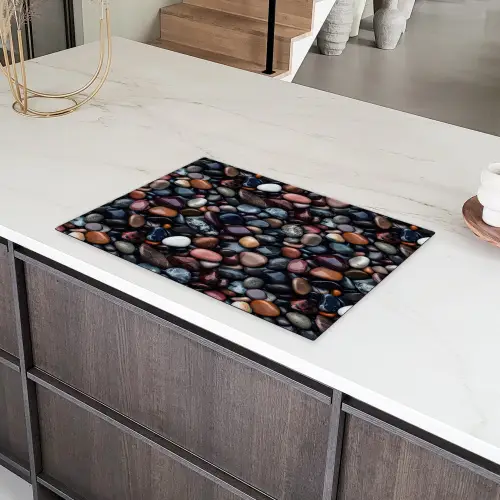 Donker - Kiezels - Glans Inductie beschermer vinyl 3mm klein 276 -sfeer8