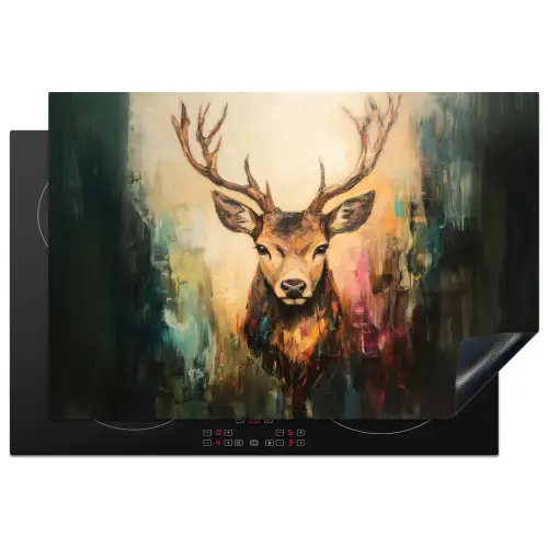 Hert - Geverfd - Gewei - Bruin Inductie beschermer vinyl 3mm klein -3d