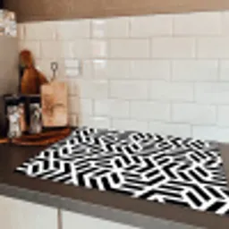 Design - Geometrie - Patroon - Zwart - Wit Inductie beschermer vinyl 3mm klein 276 -sfeer3
