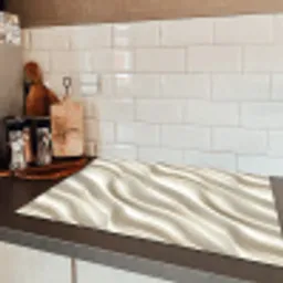 Diagonaal - Golven - Crème Inductie beschermer vinyl 3mm klein 276 -sfeer3