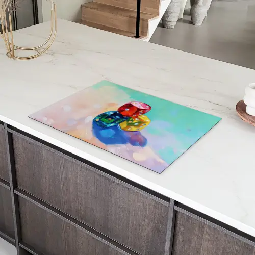 Dobbelstenen - Kleurrijk - Getallen - Stipjes Inductie beschermer vinyl 3mm klein -sfeer8