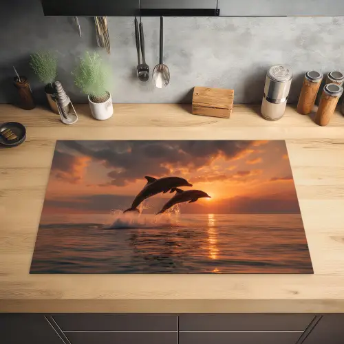Dolfijnen - Zee - Realistisch Inductie beschermer vinyl 3mm klein -sfeer5