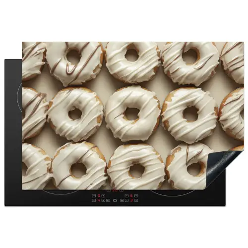 Donuts - Chocolade - Wit - Beige Inductie beschermer vinyl 3mm klein -3d