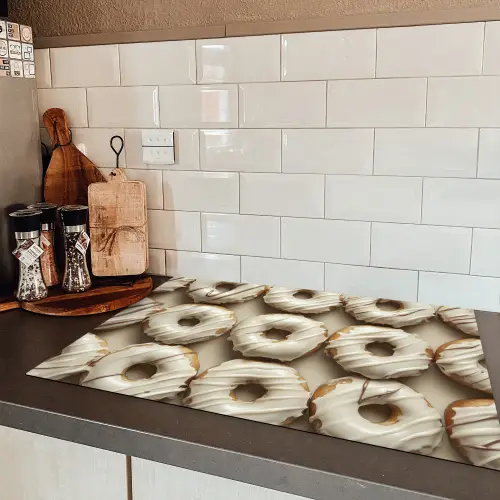 Donuts - Chocolade - Wit - Beige Inductie beschermer vinyl 3mm klein -sfeer3