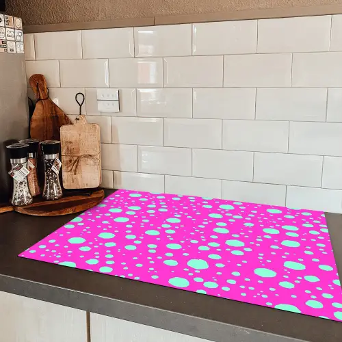 Stippen - Mint - Neon - Fuchsia Inductie beschermer vinyl 3mm klein 276 -sfeer3