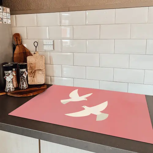Duiven - Wit - Sierlijk Inductie beschermer vinyl 3mm klein -sfeer3