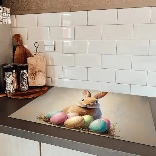 Paashaas - Pastel - Eieren Inductie beschermer vinyl 3mm klein -sfeer3