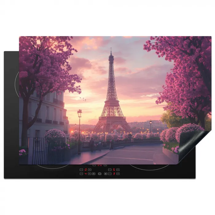 Eiffeltoren - Parijs - Roze Inductie beschermer vinyl 3mm klein -3d