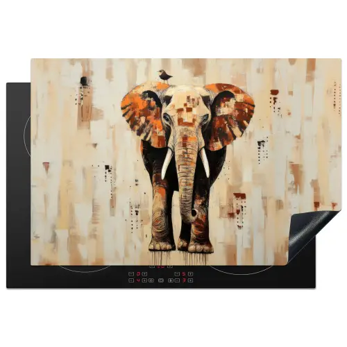 Olifant - Slurf - Mozaïek - Abstract Inductie beschermer vinyl 3mm klein -3d