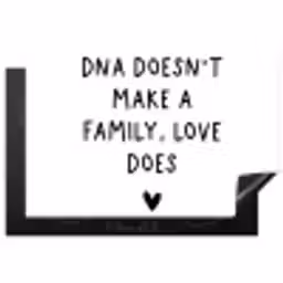Engelse quote "DNA doesn't make a family, love does" met een hartje op een witte achtergrond Inductie beschermer vinyl 3mm klein -3d