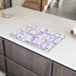 Gezicht - Blauw - Lijnen - Beige Inductie beschermer vinyl 3mm klein 276 -sfeer8