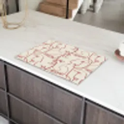 Gezichten - Abstract - Rood - Beige Inductie beschermer vinyl 3mm klein 276 -sfeer8
