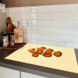 Vis - Oranje - Strepen Inductie beschermer vinyl 3mm klein -sfeer3