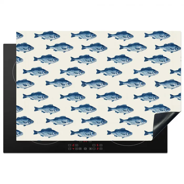 Vis - Patroon - Blauw Inductie beschermer vinyl 3mm klein 276 -3d