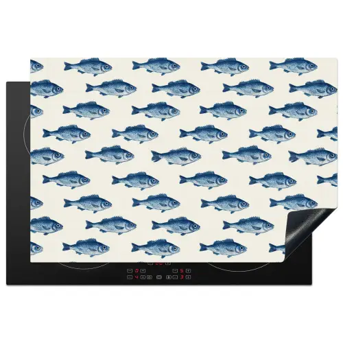 Vis - Patroon - Blauw Inductie beschermer vinyl 3mm klein 276 -3d