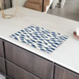 Vissen - Patroon - Blauw - Wit Inductie beschermer vinyl 3mm klein 276 -sfeer8