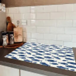 Vissen - Patroon - Blauw - Wit Inductie beschermer vinyl 3mm klein 276 -sfeer3