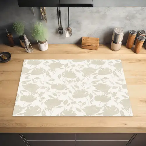 Bloemenpatroon - Silhouet - Wit Inductie beschermer vinyl 3mm klein 276 -sfeer5