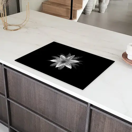 Bloem - Zwart - Wit Inductie beschermer vinyl 3mm klein -sfeer8