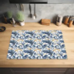 Chic - Bloemig - Blauw - Goud Inductie beschermer vinyl 3mm klein 276 -sfeer5