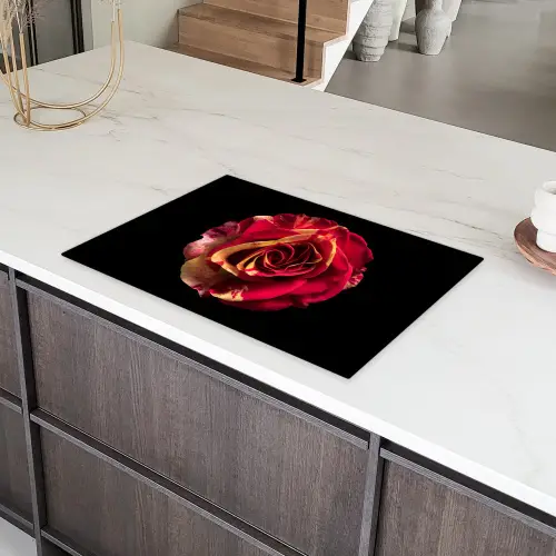 Bloem - Roos - Rood - Zwart Inductie beschermer vinyl 3mm klein -sfeer8