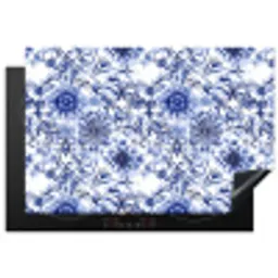 Bloemen - Blauw - Patroon - Wit Inductie beschermer vinyl 3mm klein 276 -3d