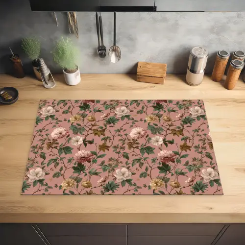 Bloemen - Klassiek - Roze Inductie beschermer vinyl 3mm klein 276 -sfeer5