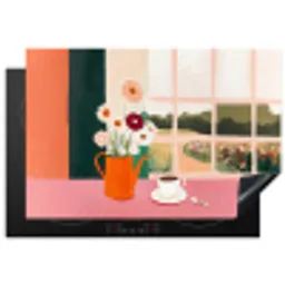 Bloemen - Koffie - Raam Inductie beschermer vinyl 3mm klein -3d