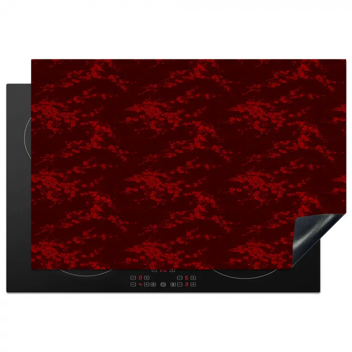 Bloemen - Donkerrood - Patroon Inductie beschermer vinyl 3mm klein 276 -3d