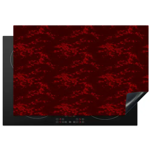 Bloemen - Donkerrood - Patroon Inductie beschermer vinyl 3mm klein 276 -3d