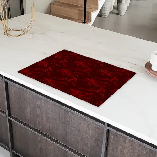 Bloemen - Donkerrood - Patroon Inductie beschermer vinyl 3mm klein 276 -sfeer8