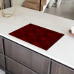 Bloemen - Donkerrood - Patroon Inductie beschermer vinyl 3mm klein 276 -sfeer8