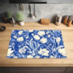 Bloemen - Delfts Blauw - Patroon - Tulp Inductie beschermer vinyl 3mm klein -sfeer5