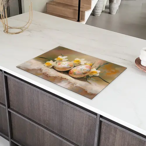 Bloemen - Eieren - Geschilderd Inductie beschermer vinyl 3mm klein -sfeer8