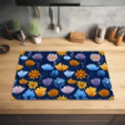 Bloemen - Patroon - Blauw - Contrast Inductie beschermer vinyl 3mm klein -sfeer5