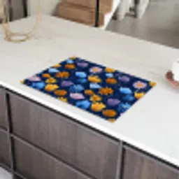 Bloemen - Patroon - Blauw - Contrast Inductie beschermer vinyl 3mm klein -sfeer8