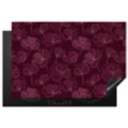 Bloemen - Patroon - Bordeauxrood Inductie beschermer vinyl 3mm klein 276 -3d