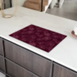 Bloemen - Patroon - Bordeauxrood Inductie beschermer vinyl 3mm klein 276 -sfeer8