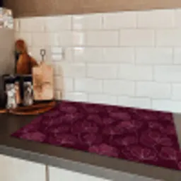 Bloemen - Patroon - Bordeauxrood Inductie beschermer vinyl 3mm klein 276 -sfeer3
