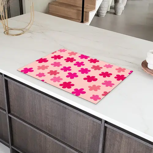 Bloemen - Patroon - Roze Inductie beschermer vinyl 3mm klein -sfeer8