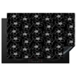 Bloemen - Patroon - Wit - Zwart Inductie beschermer vinyl 3mm klein 276 -3d