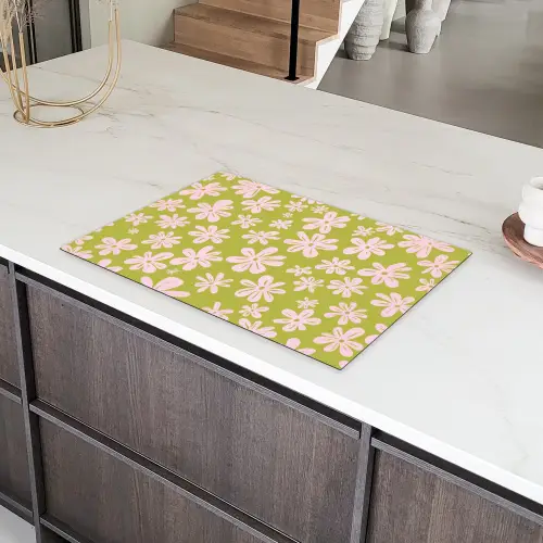 Bloemen - Roze - Getekend - Patroon Inductie beschermer vinyl 3mm klein -sfeer8