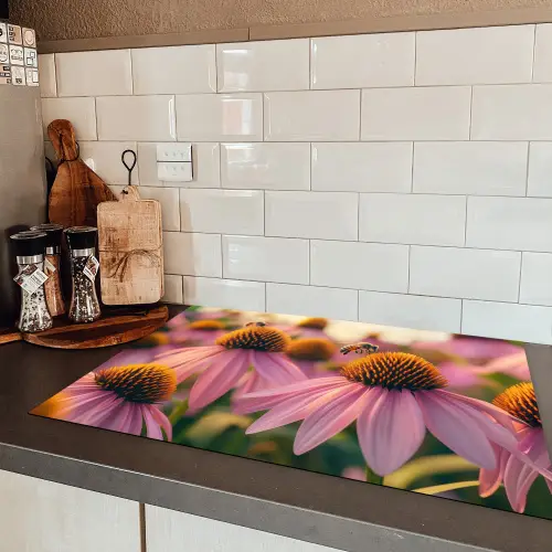 Bloemen - Paars - Bijen Inductie beschermer vinyl 3mm klein -sfeer3