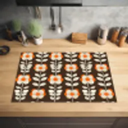 Bloemen - Retro - Bruin Inductie beschermer vinyl 3mm klein 276 -sfeer5