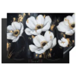Bloemen - Wit - Abstract Inductie beschermer vinyl 3mm klein -3d