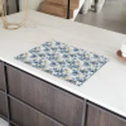 Chic - Bloemen - Wit - Blauw Inductie beschermer vinyl 3mm klein 276 -sfeer8
