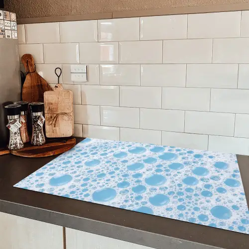 Schuim - Bubbels - Blauw Inductie beschermer vinyl 3mm klein -sfeer3