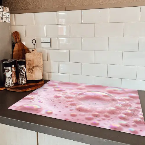 Schuim - Structuur - Roze Inductie beschermer vinyl 3mm klein -sfeer3