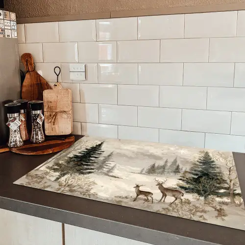 Bos - Herten - Winter - Sneeuw Inductie beschermer vinyl 3mm klein -sfeer3