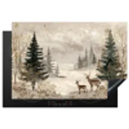 Bos - Herten - Winter - Sneeuw Inductie beschermer vinyl 3mm klein -3d